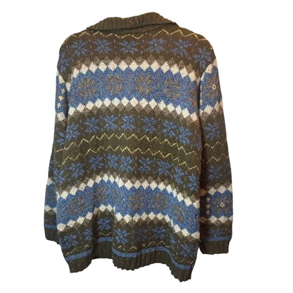 Chunky warm women's Vintage Liz Claiborne sweater M warm cozy wool fishermancore - Picture 5 of 8